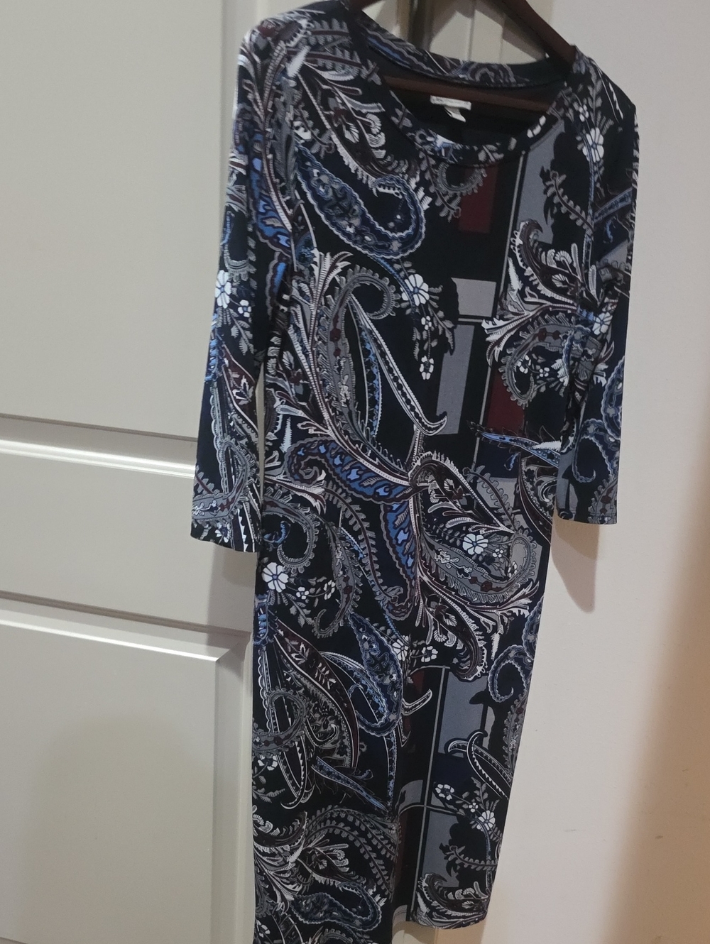 Cato Navy and White Paisley Midi Dress